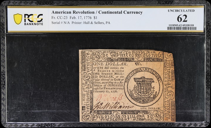 Feb 17, 1776 $1  Continental Congress (Fr. CC23) thumbnail 3