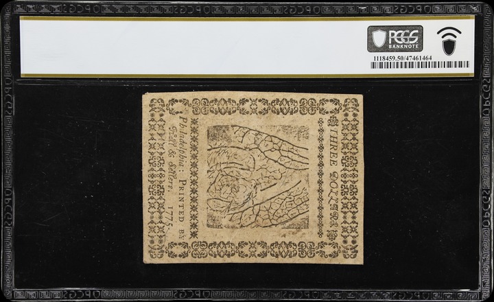 May 10, 1775 $3  Continental Currency (Fr. CC3) thumbnail 11