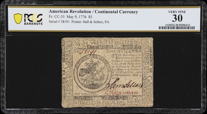 May 9, 1776 $5  Continental Congress (Fr. CC35) thumbnail 5