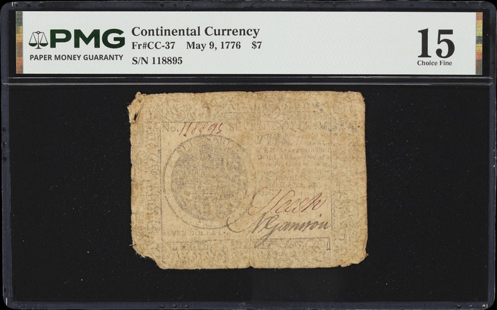 May 9, 1776 $7  Continental Congress (Fr. CC37) thumbnail 3