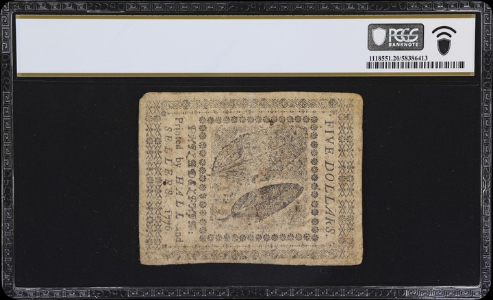 Jul 22, 1776 $5  Continental Congress (Fr. CC42) thumbnail 5