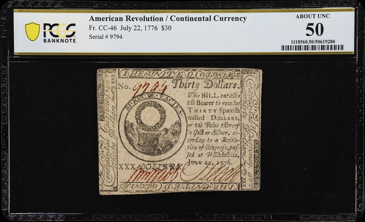 Jul 22, 1776 $30  Continental Congress (Fr. CC46) thumbnail 6