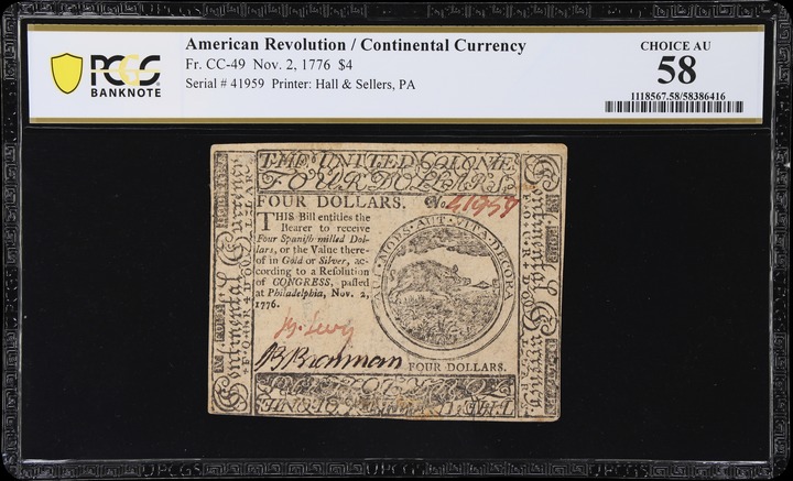 Nov 2, 1776 $4  Continental Congress (Fr. CC49) thumbnail 4