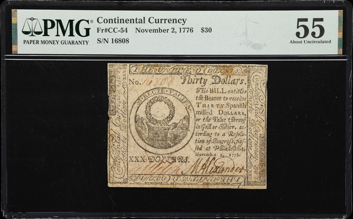 Nov 2, 1776 $30  Continental Congress (Fr. CC54) thumbnail 3
