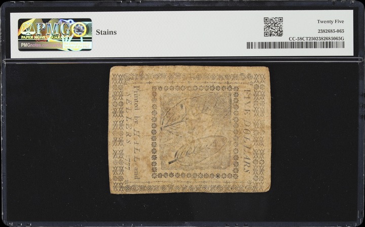 Feb 26, 1777 $5  Continental Congress, Baltimore (Fr. CC58) thumbnail 14