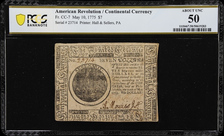 May 10, 1775 $7  Continental Currency (Fr. CC7) thumbnail 3
