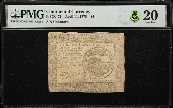 Apr 11, 1778 $4  Continental Congress, Yorktown (Fr. CC71) thumbnail 2