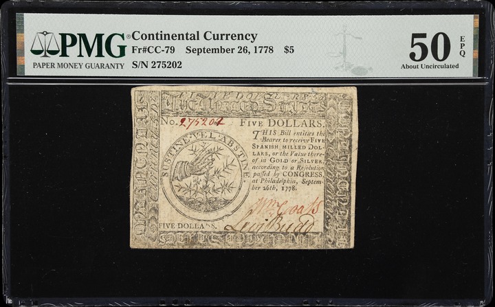 Sep 26, 1778 $5  Continental Currency (Fr. CC79) thumbnail 3