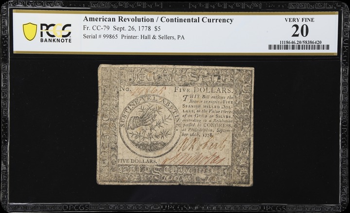 Sep 26, 1778 $5  Continental Currency (Fr. CC79) thumbnail 4