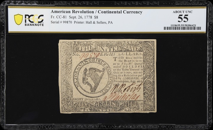 Sep 26, 1778 $8  Continental Congress (Fr. CC81) thumbnail 5