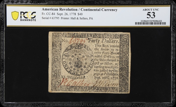 Sep 26, 1778 $40  Continental Congress (Fr. CC84) thumbnail 7