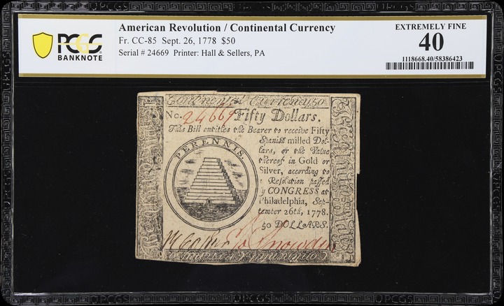 Sep 26, 1778 $50  Continental Congress (Fr. CC85) thumbnail 5