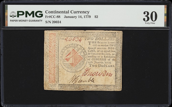 Jan 14, 1779 $2  Continental Congress (Fr. CC88) thumbnail 2