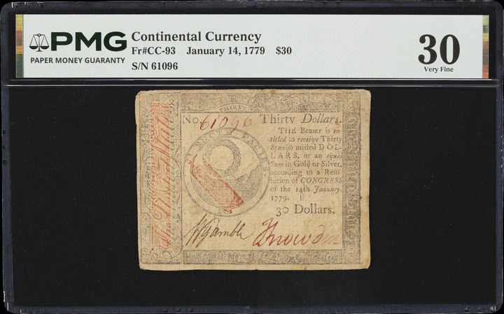 Jan 14, 1779 $30  Continental Congress (Fr. CC93) thumbnail 3