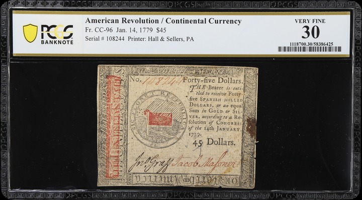 Jan 14, 1779 $45  Continental Congress (Fr. CC96) thumbnail 4