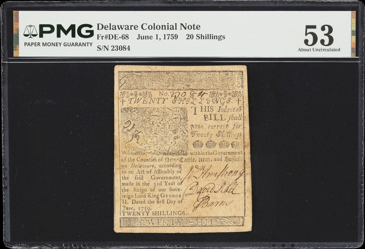 Jun 1, 1759 20s Delaware (Fr. DE68) thumbnail 4