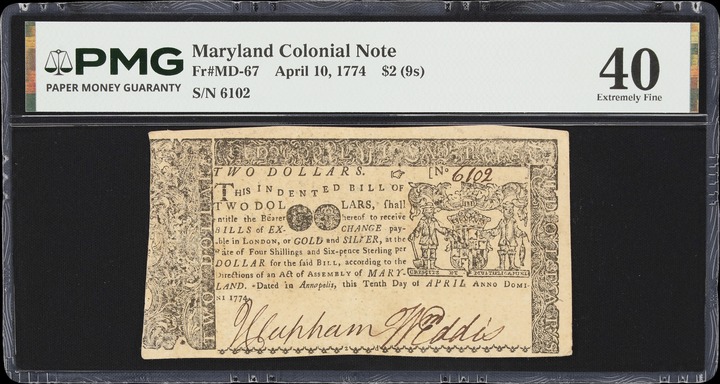 Apr 10, 1774 $2  Maryland (Fr. MD67) thumbnail 2