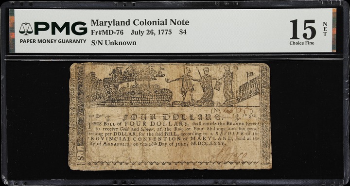 Jul 26, 1775 $4  Maryland (Fr. MD76) thumbnail 2