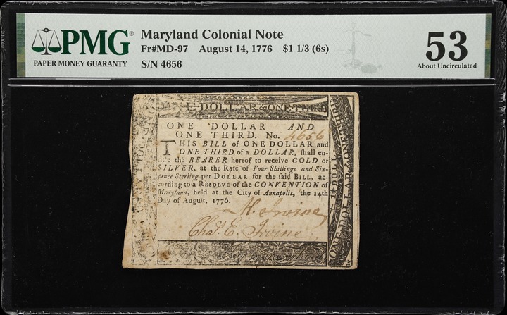 Aug 14, 1776 $1  Maryland (Fr. MD97) thumbnail 2