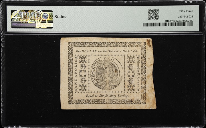 Aug 14, 1776 $1  Maryland (Fr. MD97) thumbnail 4