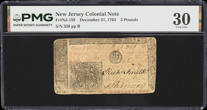 Image for Dec 31, 1763 £3 New Jersey (Fr. NJ159)