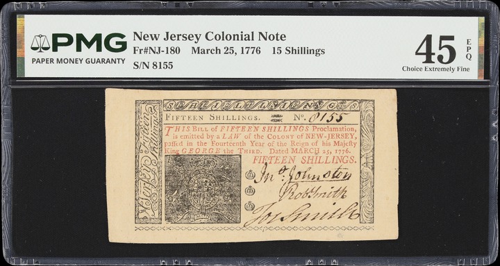Mar 25, 1776 15s New Jersey (Fr. NJ180) thumbnail 5