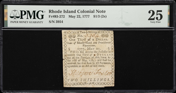 May 22, 1777 $1/3 Rhode Island (Fr. RI272) thumbnail 2