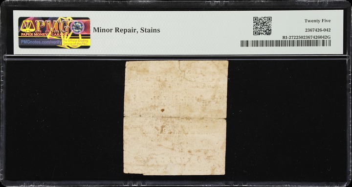 May 22, 1777 $1/3 Rhode Island (Fr. RI272) thumbnail 3