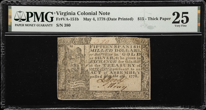 May 4, 1778 $1  Virginia, Thin Paper (Fr. VA143a) thumbnail 11