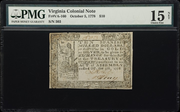 Oct 5, 1778 $10  Virginia (Fr. VA160) thumbnail 3