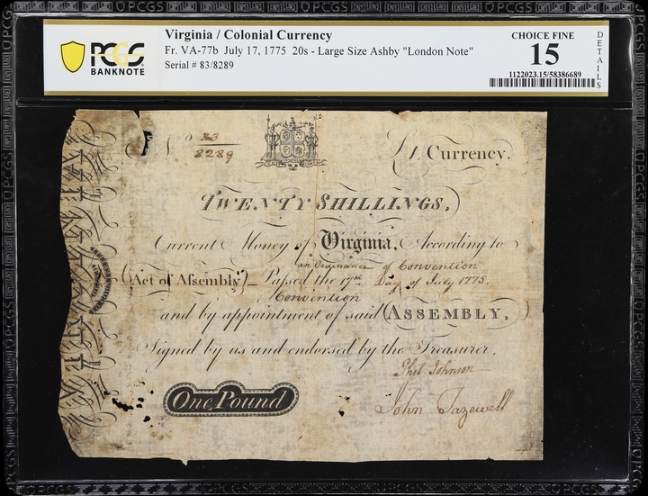 Jul 17, 1775 10s Virginia, Small Size (Fr. VA75a) thumbnail 9