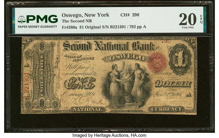 Original $1  1st Charter Period, Seal With Rays (Fr. 380a) thumbnail 5