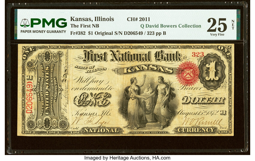 Original $1  1st Charter Period, Seal With Rays (Fr. 382) thumbnail 2