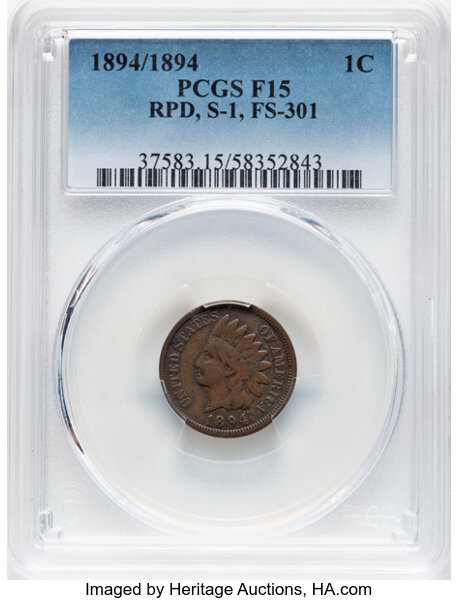 1894/1894 1c Repunched Date, FS-301, S-1 MS RB thumbnail 2