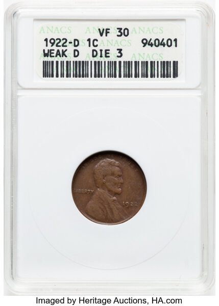 1922-D 1c Weak D, Weak Reverse MS BN thumbnail 3