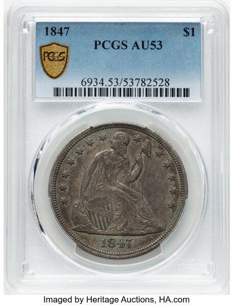 1847 $1 AU53 thumbnail 2