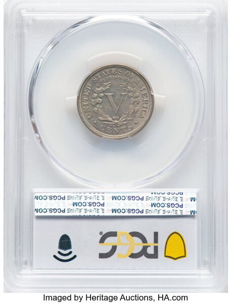 1892 5c AU58 CAC thumbnail 2