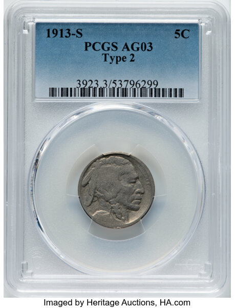 1913-S 5c Buffalo, Type 2 MS thumbnail 6
