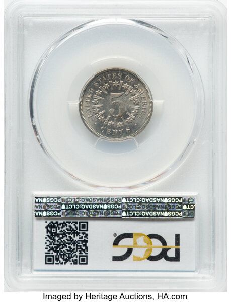 1866 5c Rays MS64 thumbnail 2