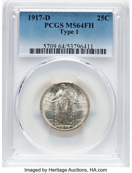 1917-D 25c Type 1 MS FH thumbnail 3