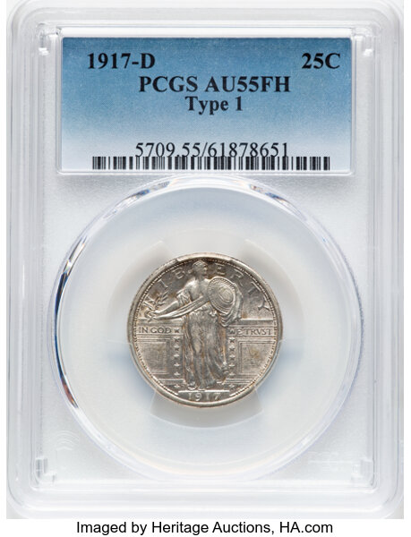 1917-D 25c Type 1 MS FH thumbnail 4
