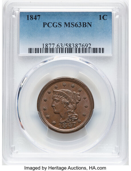 Image for 1847 1c N-22 MS BN