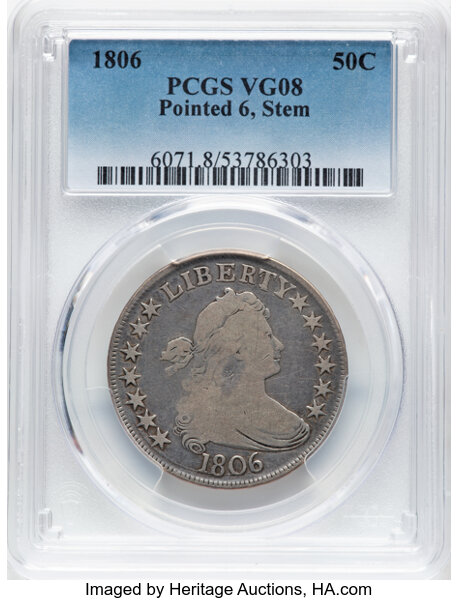 1806 50c Pointed 6, Stem, O-115a MS thumbnail 2