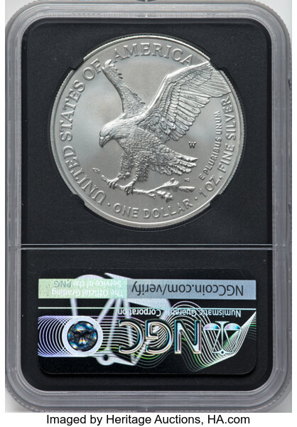 2021-W $1  Silver Eagle, Type 2, Burnished MS63 thumbnail 20
