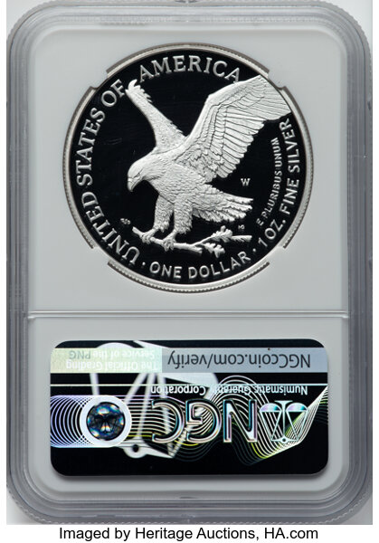 2021-W $1  Silver Eagle, Type 2 PR DCAM PR66 DCAM CAC thumbnail 17