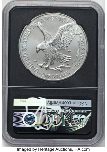2021-W $1  Silver Eagle, Type 2, Burnished MS63 thumbnail 18