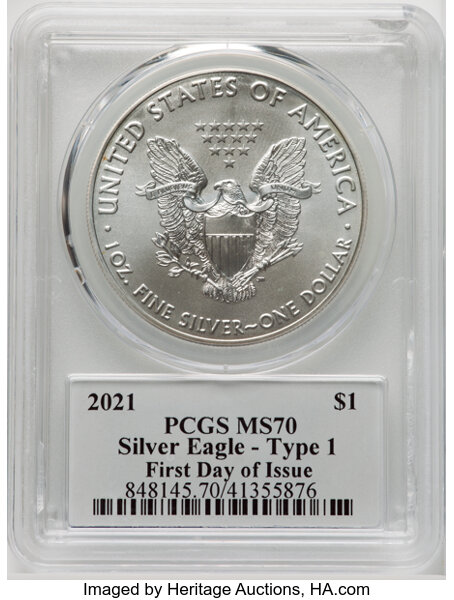 2021 $1  Silver Eagle, Type 1 MS63 CAC thumbnail 15