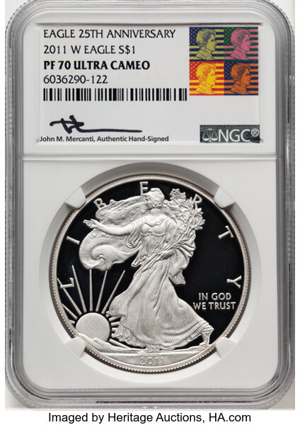 2011-W $1  Silver Eagle, 25th Anniversary PR DCAM PR70 DCAM thumbnail 3