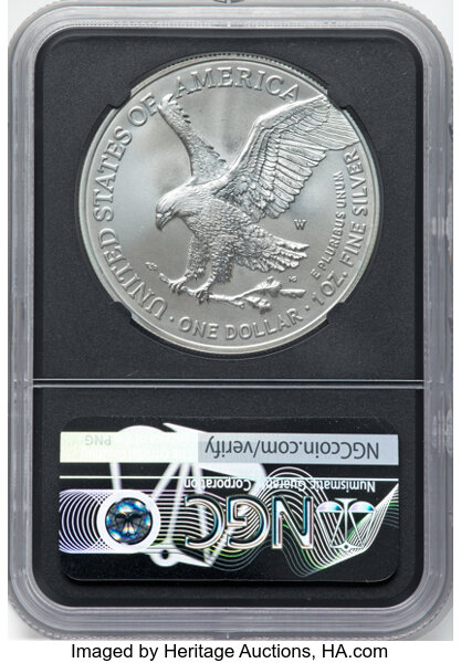 2021-W $1  Silver Eagle, Type 2, Burnished MS63 thumbnail 24