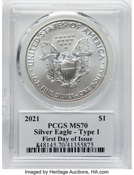 2021 $1  Silver Eagle, Type 1 MS70 thumbnail 22